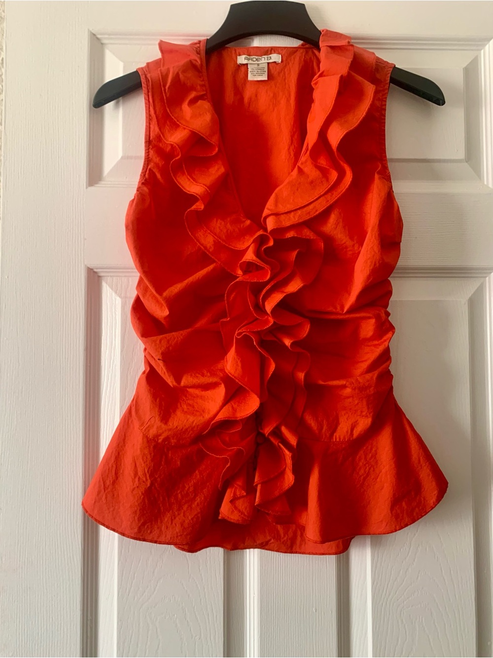Arden B Vibrant Orange Ruffle V-Neck Sleeveless Camisole
